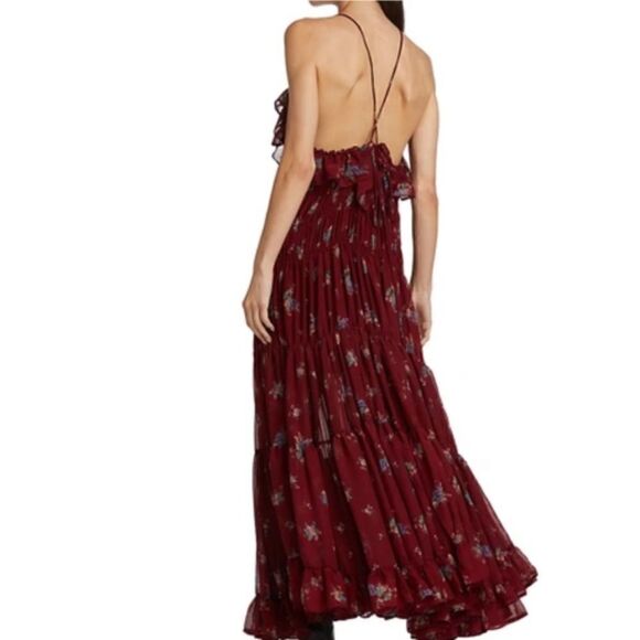 Free People Cloud Nine Chiffon Maxi Dress In Berry Combo Size S - Picture 6 of 9